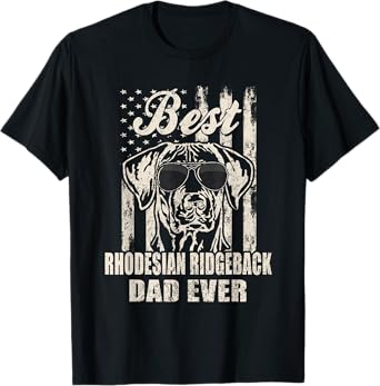 Best Rhodesian Ridgeback Dad Ever Vintage Retro Flag Dog Dad Men Women T-Shirt