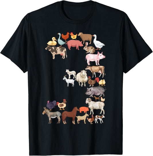 Fun 3rd Birthday Farm Animals Themed Boy Kids 3 Year Old T-Shirt