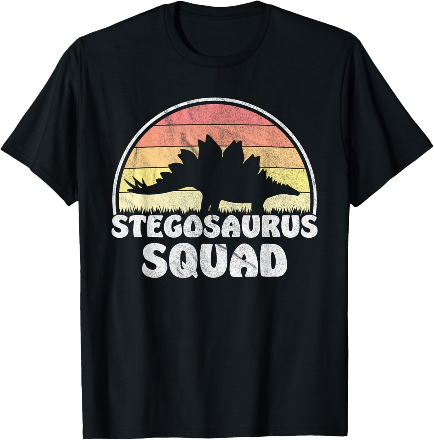 Stegosaurus Squad - Retro Sunset Dinosaur T-Shirt