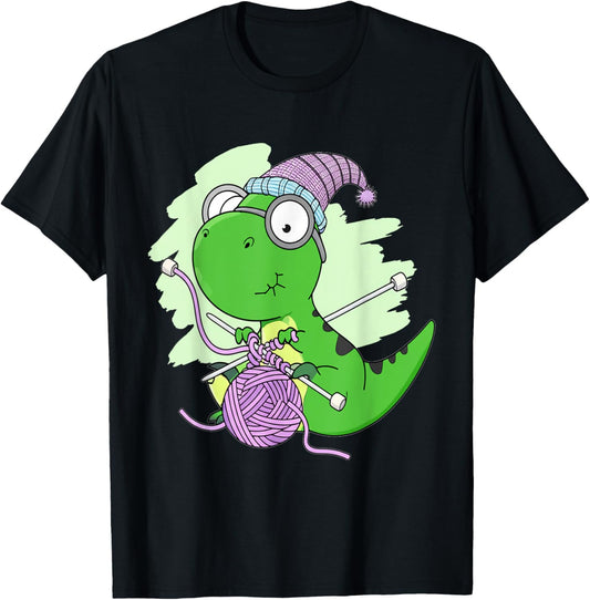 Knitting T-Rex Dinosaur - Funny Crochet Yarn Knitter T-Shirt