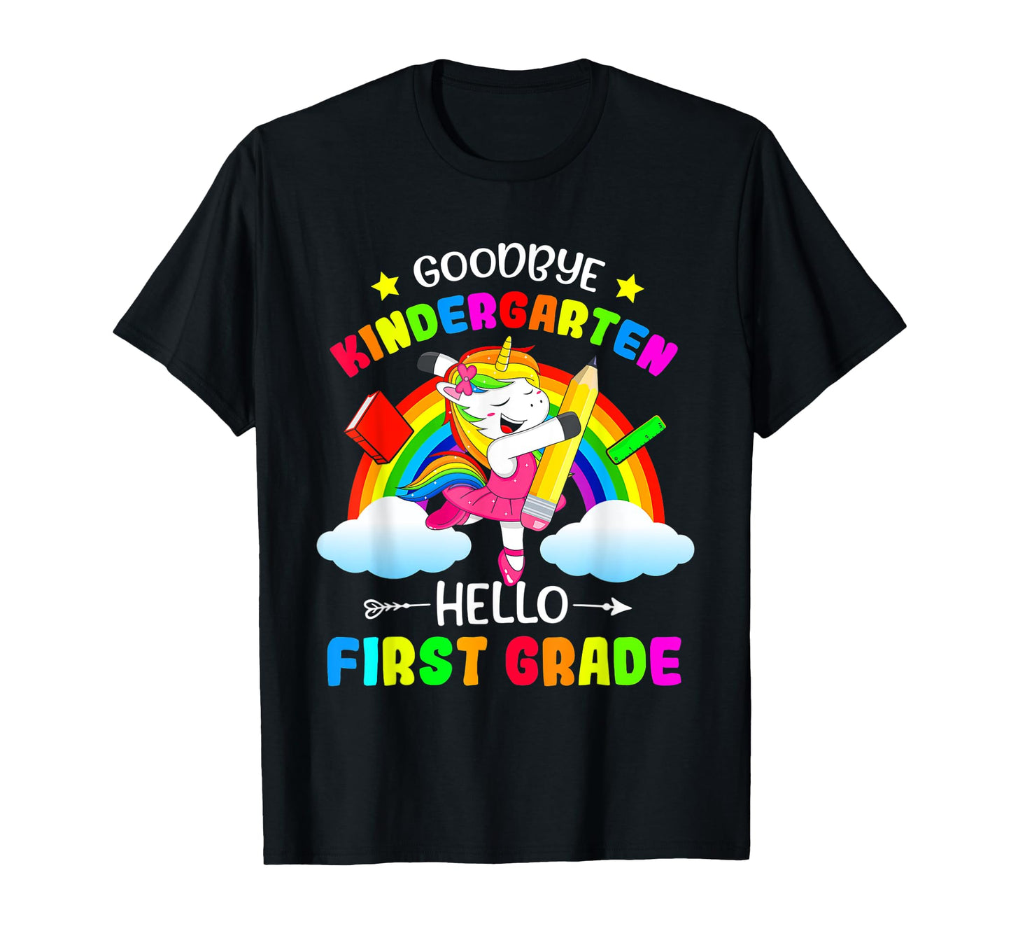 Goodbye Kindergarten Hello 1st Grade Unicorn Girls 2025 Grad T-Shirt