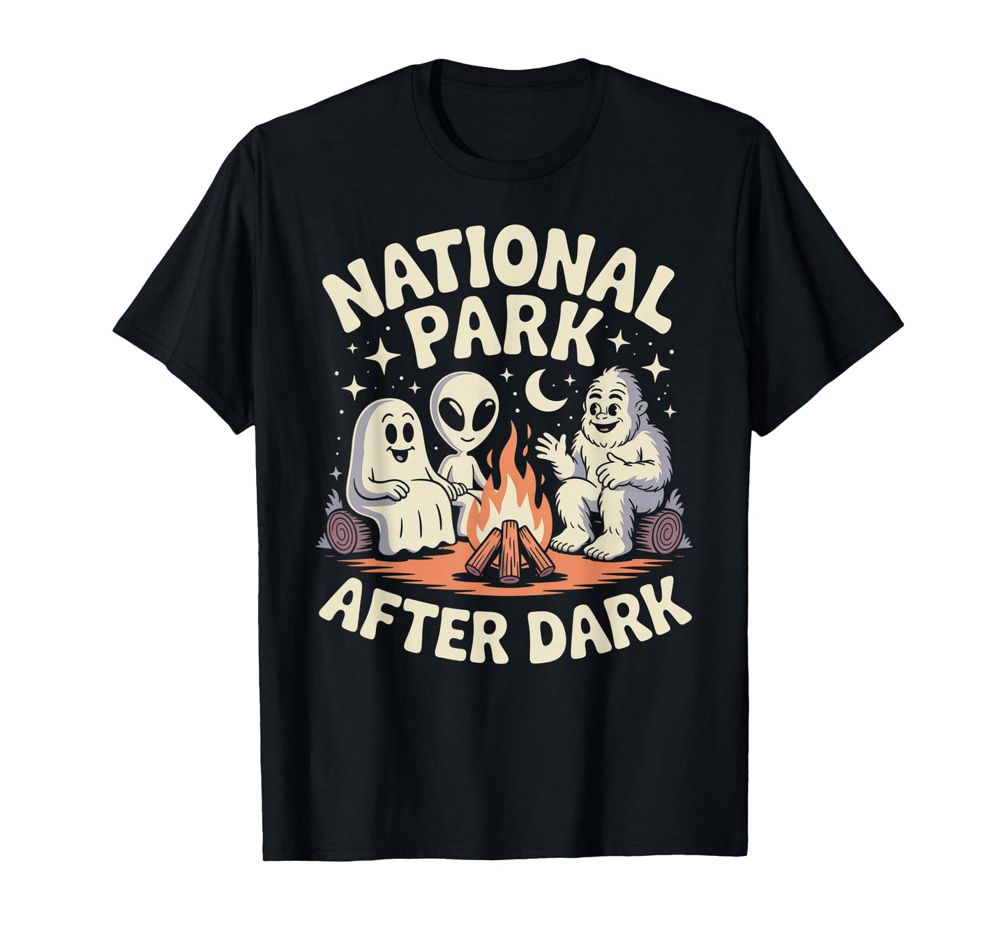 National Park After Dark Camping Alien Bigfoot Ghost T-Shirt