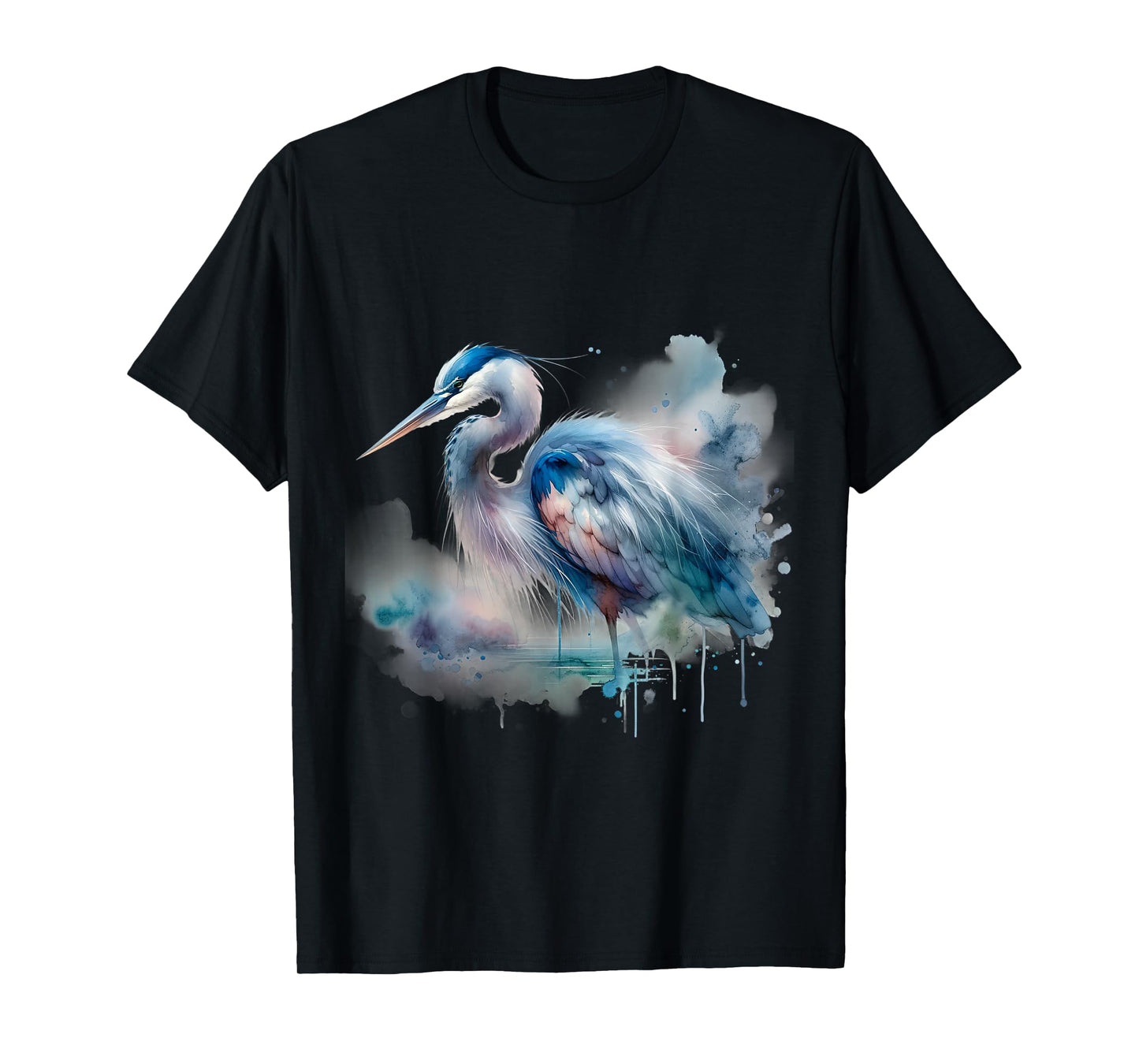 Watercolor Great Blue Heron - Bird Art T-Shirt