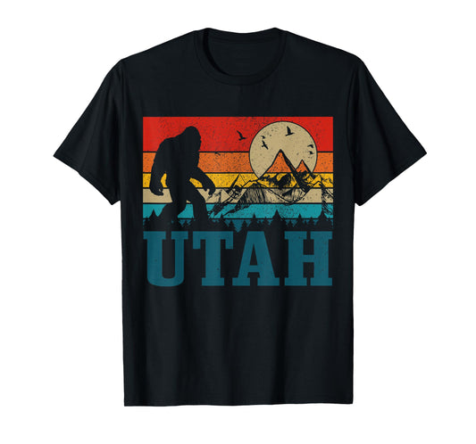 Utah Bigfoot Vintage Mountains Hiking Camping Hunter Gift T-Shirt