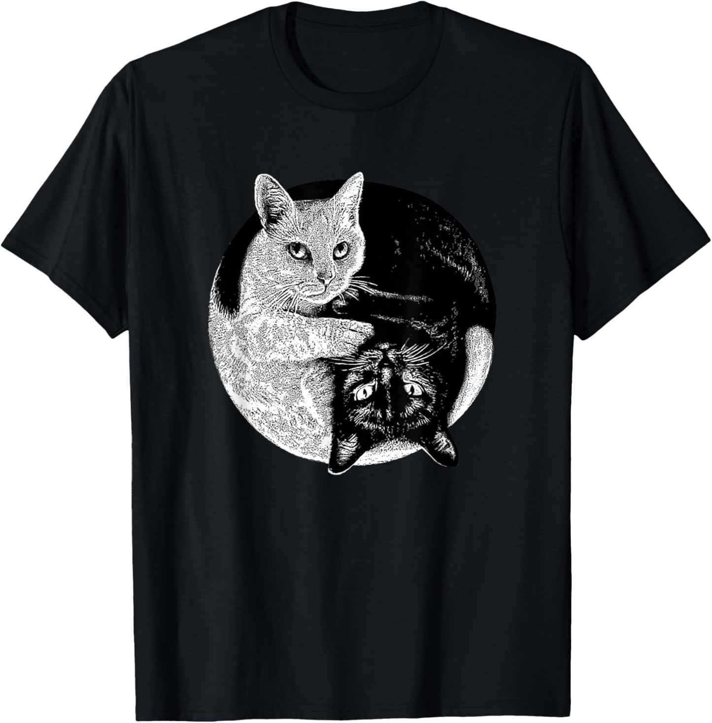 Yin and Yang Black and White Cats Pet Lover T-Shirt