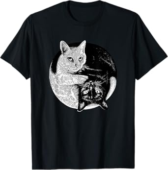 Yin and Yang Black and White Cats Pet Lover T-Shirt
