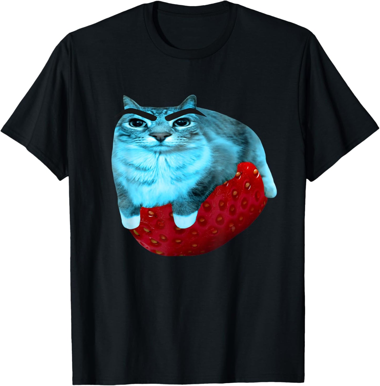 Strawberry Watermelon Cat Silly Cat Meme T-Shirt