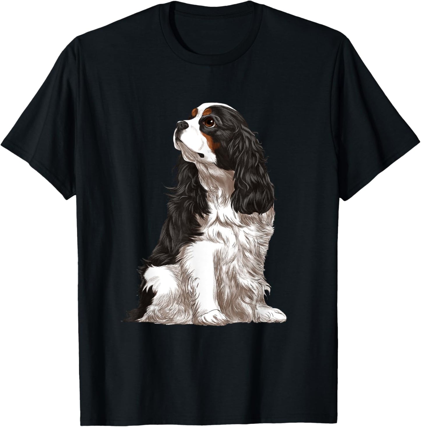 Sitting Dog Tri-Color Cavalier King Charles Spaniel T-Shirt