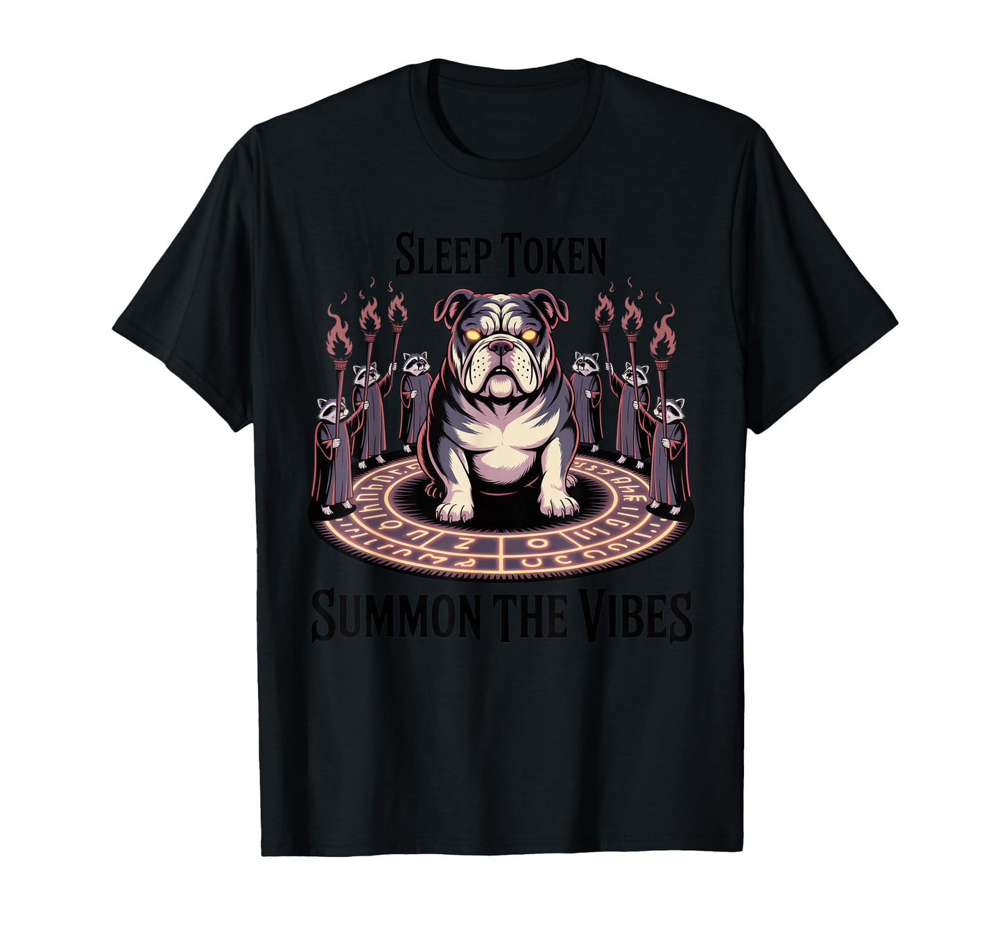 Bulldog Summoning Ritual Sleep Token Aesthetic with Raccoon T-Shirt