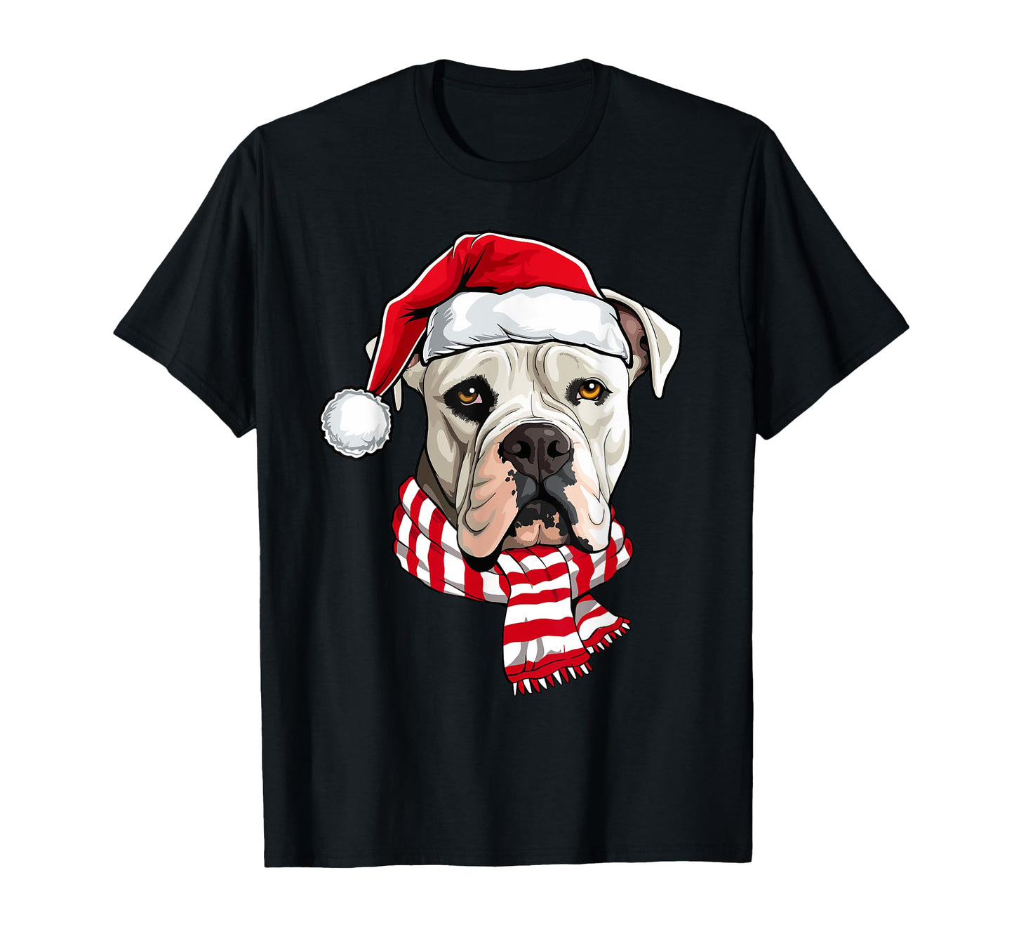 Santa American Bulldog Christmas Dog Lover Men Women Kids T-Shirt