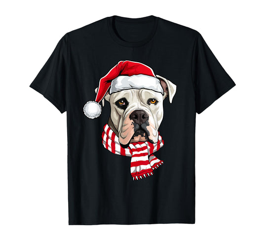 Santa American Bulldog Christmas Dog Lover Men Women Kids T-Shirt