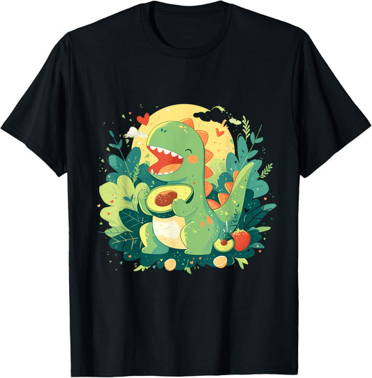 Avocado Dino Colourful Artwork Watercolor Motif Animal Art T-Shirt