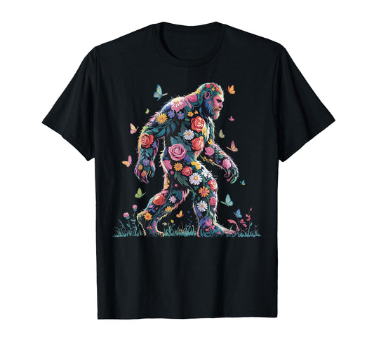 Bigfoot Floral Sasquatch Flowers T-Shirt