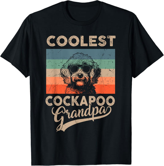 Coolest Cockapoo Grandpa Gifts Dad Funny Dog Grandpa Retro T-Shirt