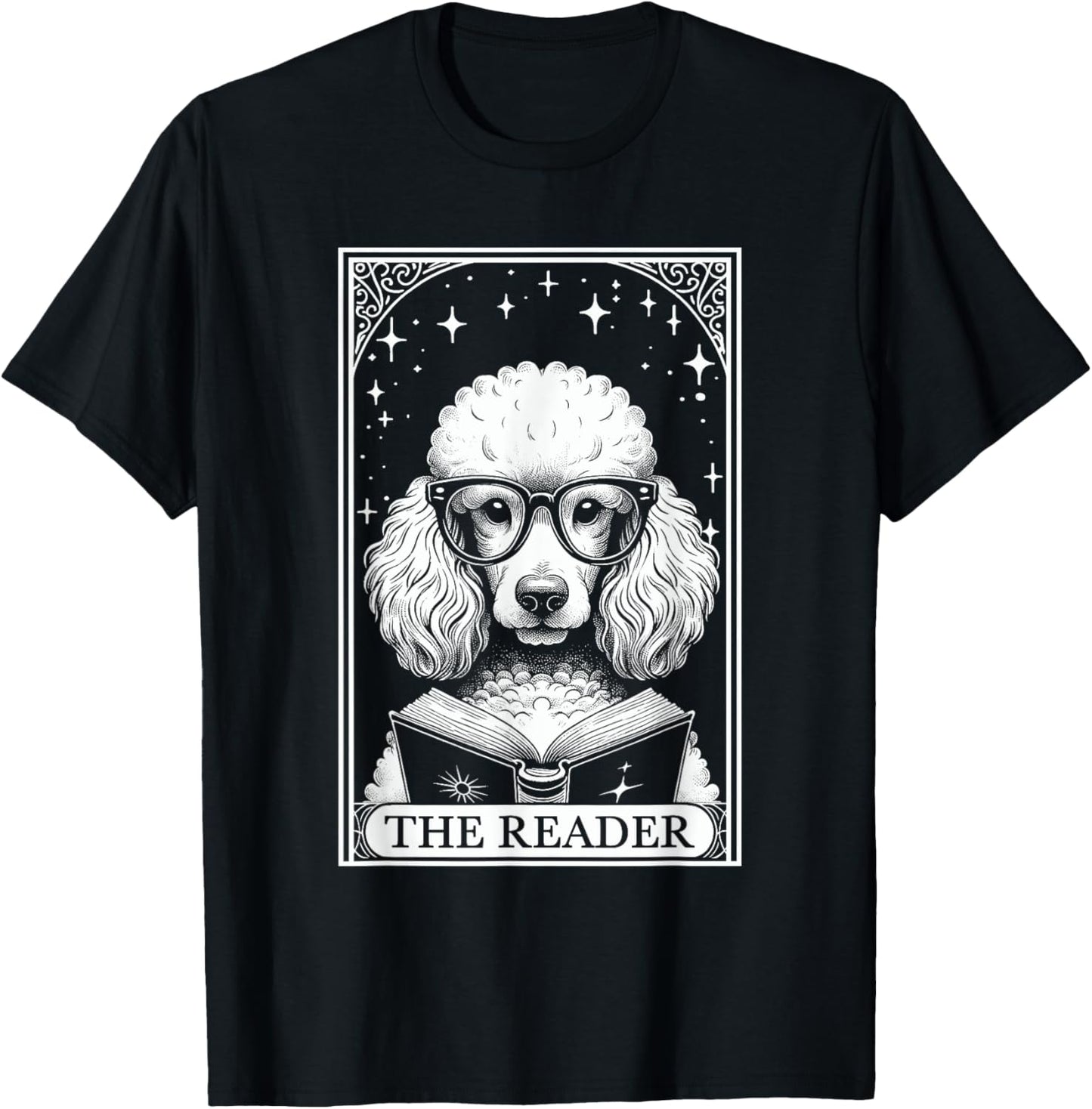 Tarot Card Vintage Poodle Dog Book Lover The Reader T-Shirt