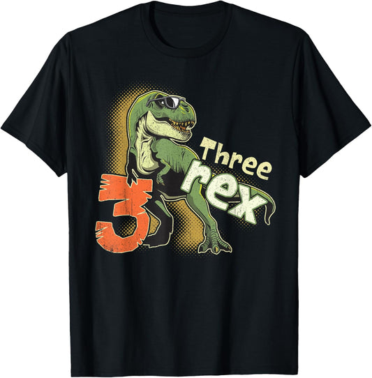 Three Rex 3rd Birthday Third Dinosaur 3 Year Old Matching T-Shirt