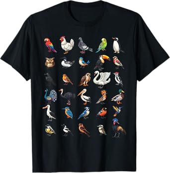 Types of Birds Educational Boys Girls Kids T-Shirt