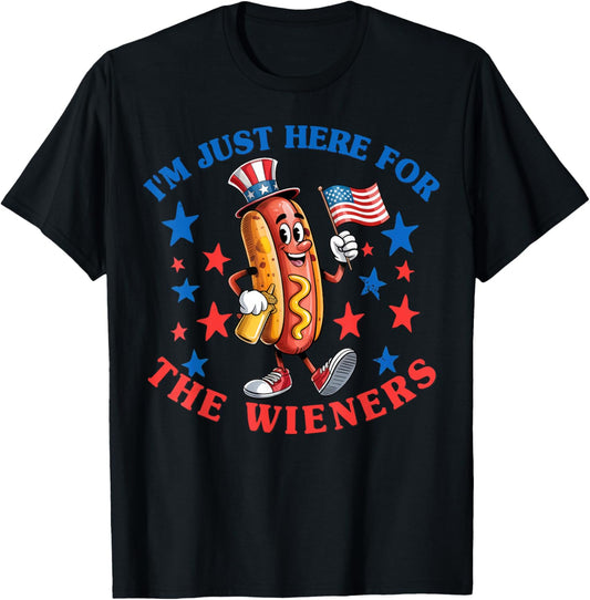 Funny Hot-Dog I'm Just Here For The Wieners 4Th Of July T-Shirt