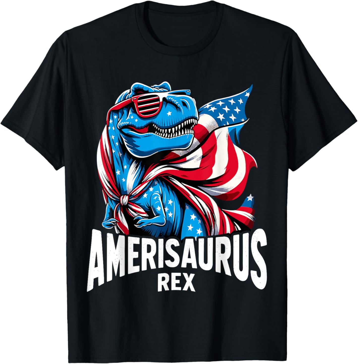 Dinosaur 4th of July Men Amerisaurus T Rex T-Shirt