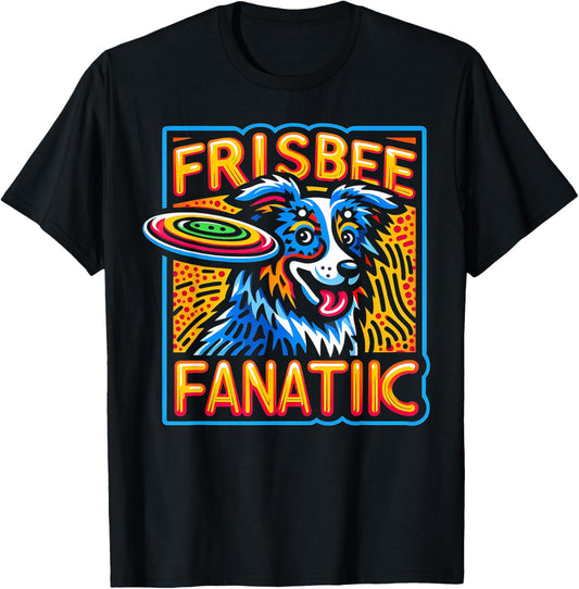 Frisbee Fanatic Australian Shepherd Dog Funny Graphic Tees T-Shirt
