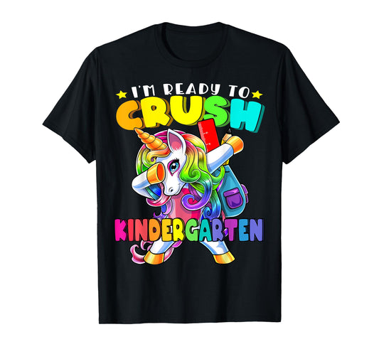 Crush Kindergarten Dabbing Unicorn Back to School Girls Gift T-Shirt