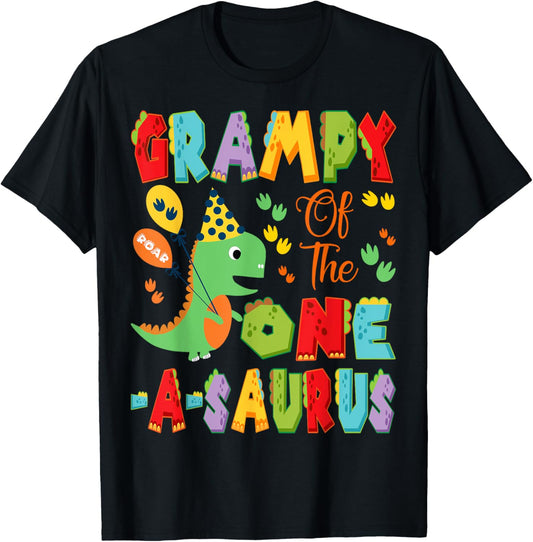 Grampy Of The One-A-Saurus 1St Birthday Boy Dinosaur T-Shirt