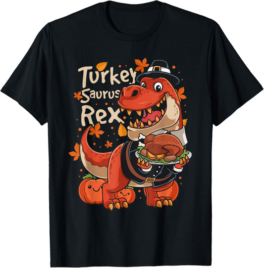 Turkey Saurus Rex T Rex Pilgrims Turkey Day Thanksgiving T-Shirt