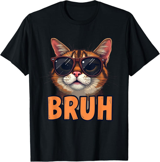 Meme saying Cat BRUH sunglasses for kids Men teens T-Shirt