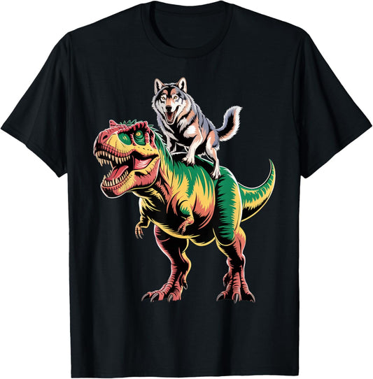 Dinosaur with Wolf Companion T-Shirt