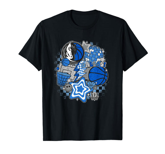 NBA Dallas Mavericks Psychedelic Basketball Collage T-Shirt
