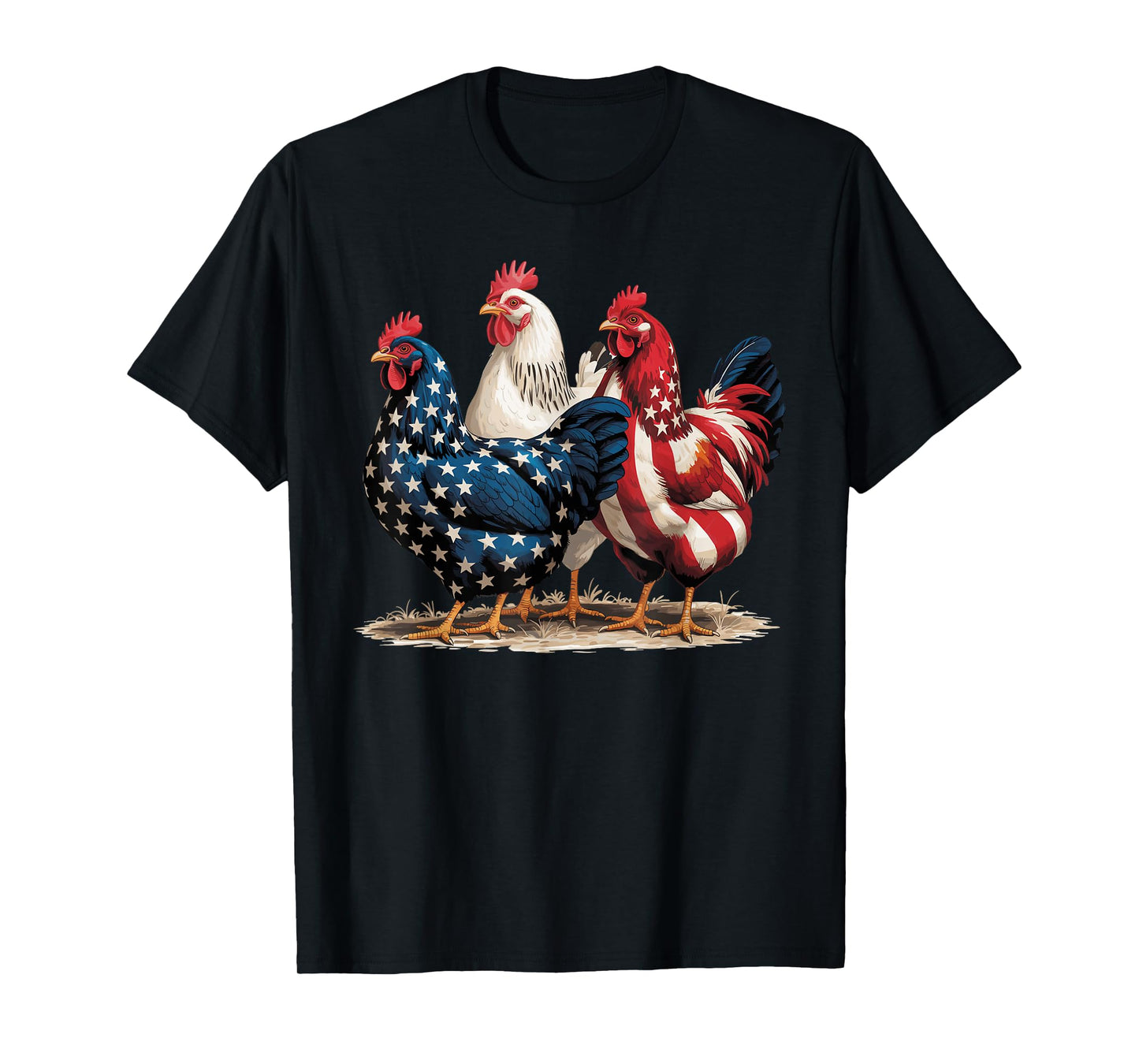 Funny American Flag Rooster Independence Day 4th of July men T-Shirt