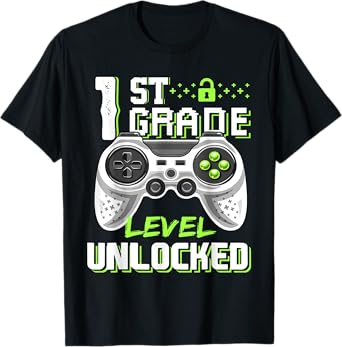 1st Grade Level Unlocked Gamer First Day Of School Boys T-Shirt