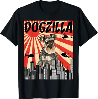 Funny Retro Japanese Dogzilla Miniature Schnauzer T-Shirt