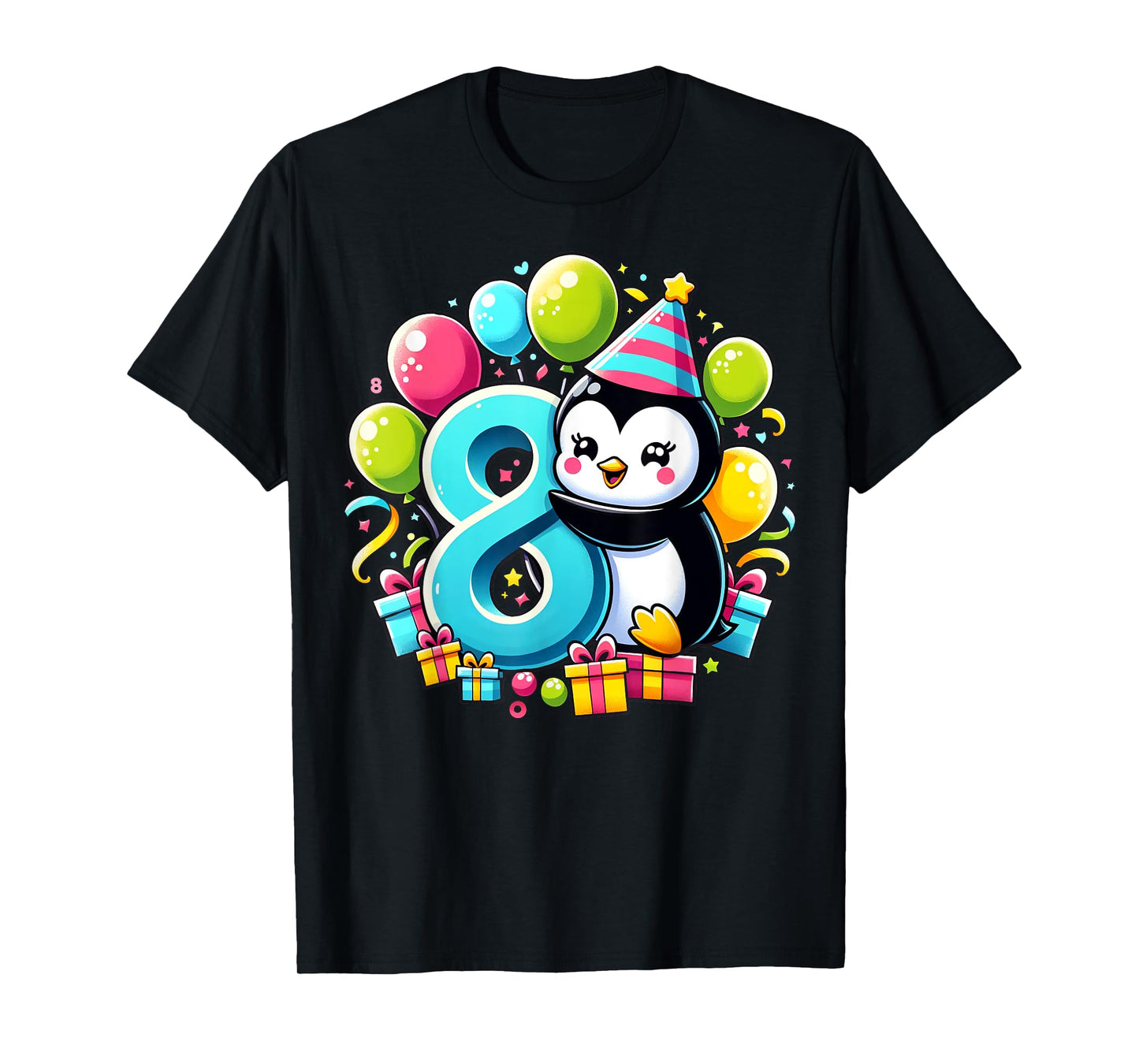 Penguin 8th birthday for boy girl 8 years old eight Penguin T-Shirt