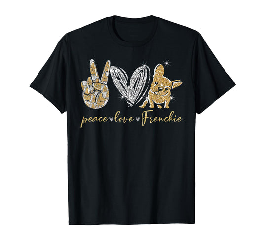 Cute Peace Love Frenchie French Bulldog Dog Lovers Gifts T-Shirt for Men Women Kids