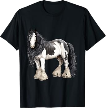 Black Gypsy Vanner Horse Lover Riding Equestrian T-Shirt