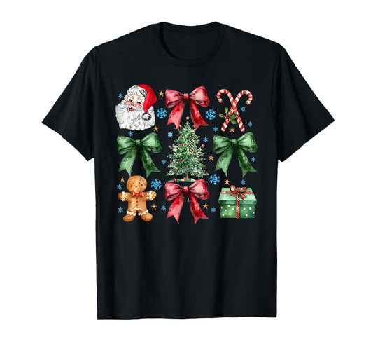 Gingerbread Santa Coquette Bow Christmas Xmas Tree Holiday T-Shirt