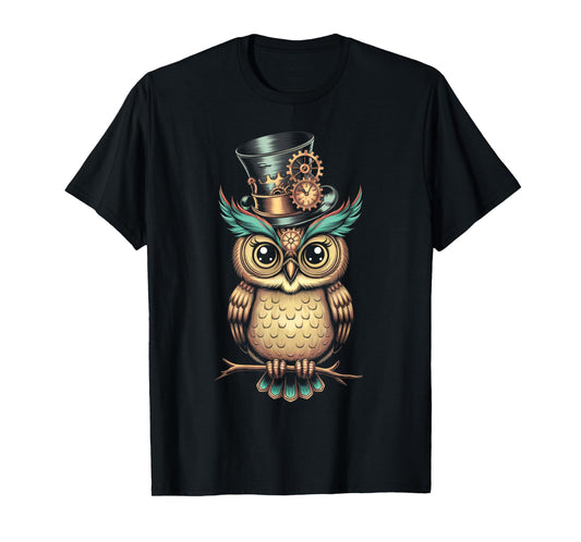 Steampunk Bird Owl Retro T-Shirt