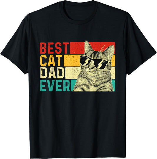 Best Cat Dad Ever - Retro Vintage Animal Pet Lover Kitten T-Shirt