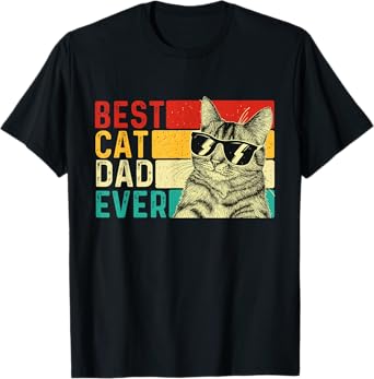 Best Cat Dad Ever - Retro Vintage Animal Pet Lover Kitten Men Women Kids T-Shirt