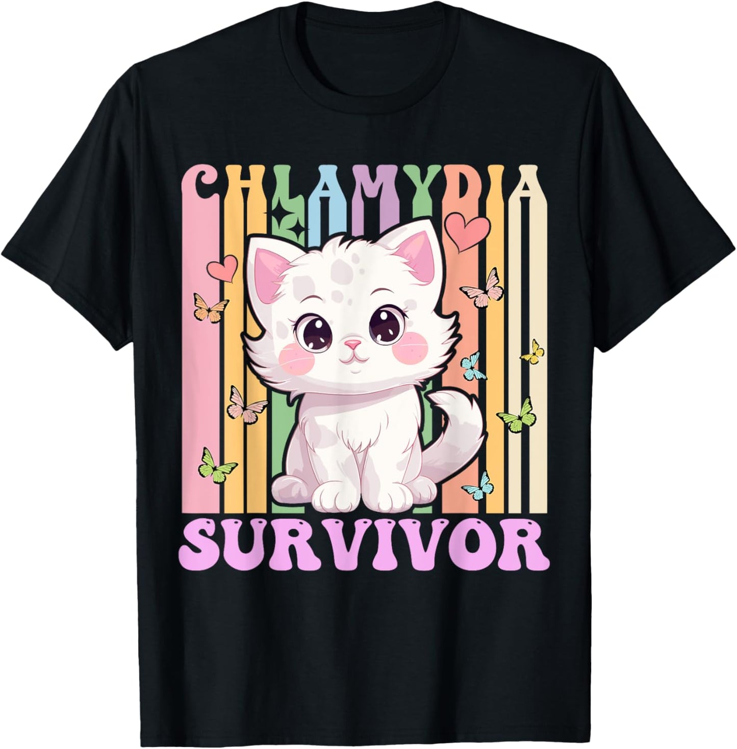 Chlamydia Survivor Cat Meme Funny kawaii cat for Adult Humor T-Shirt
