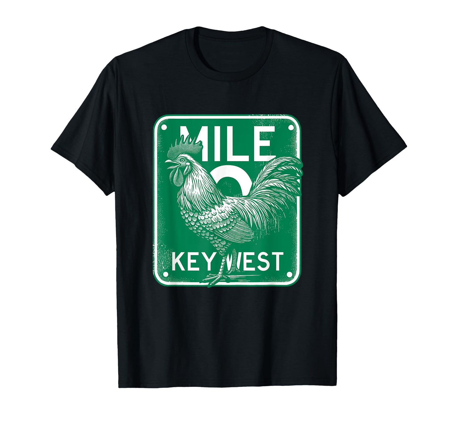 Key West Florida Chicken Retro Mile 0 Rooster Mile Marker T-Shirt