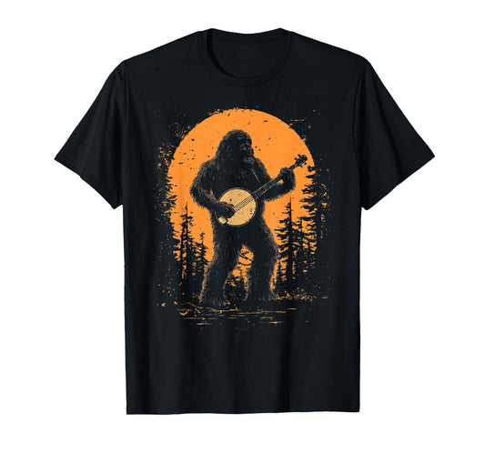 Bigfoot Sasquatch Banjo Bluegrass Music Vintage T-Shirt