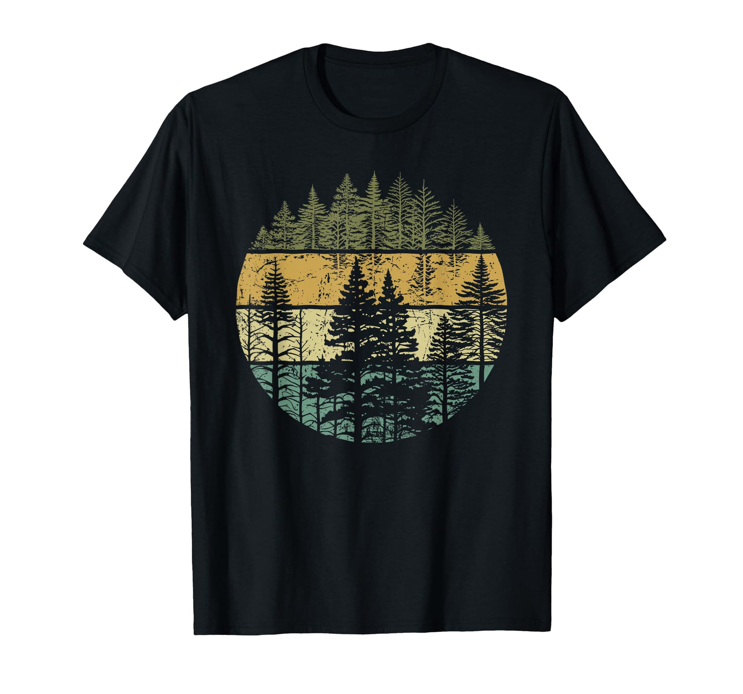 Retro Forest Trees Outdoors Nature Women Men Vintage Graphic T-Shirt