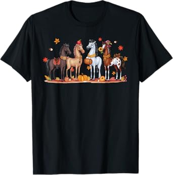 Autumn Horse Fall Cows Farmer Pumpkin Western Horse Harvest T-Shirt