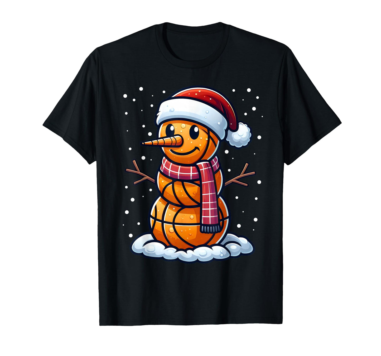 Funny Christmas Basketball Snowman Santa Basketball Boys Men T-Shirt