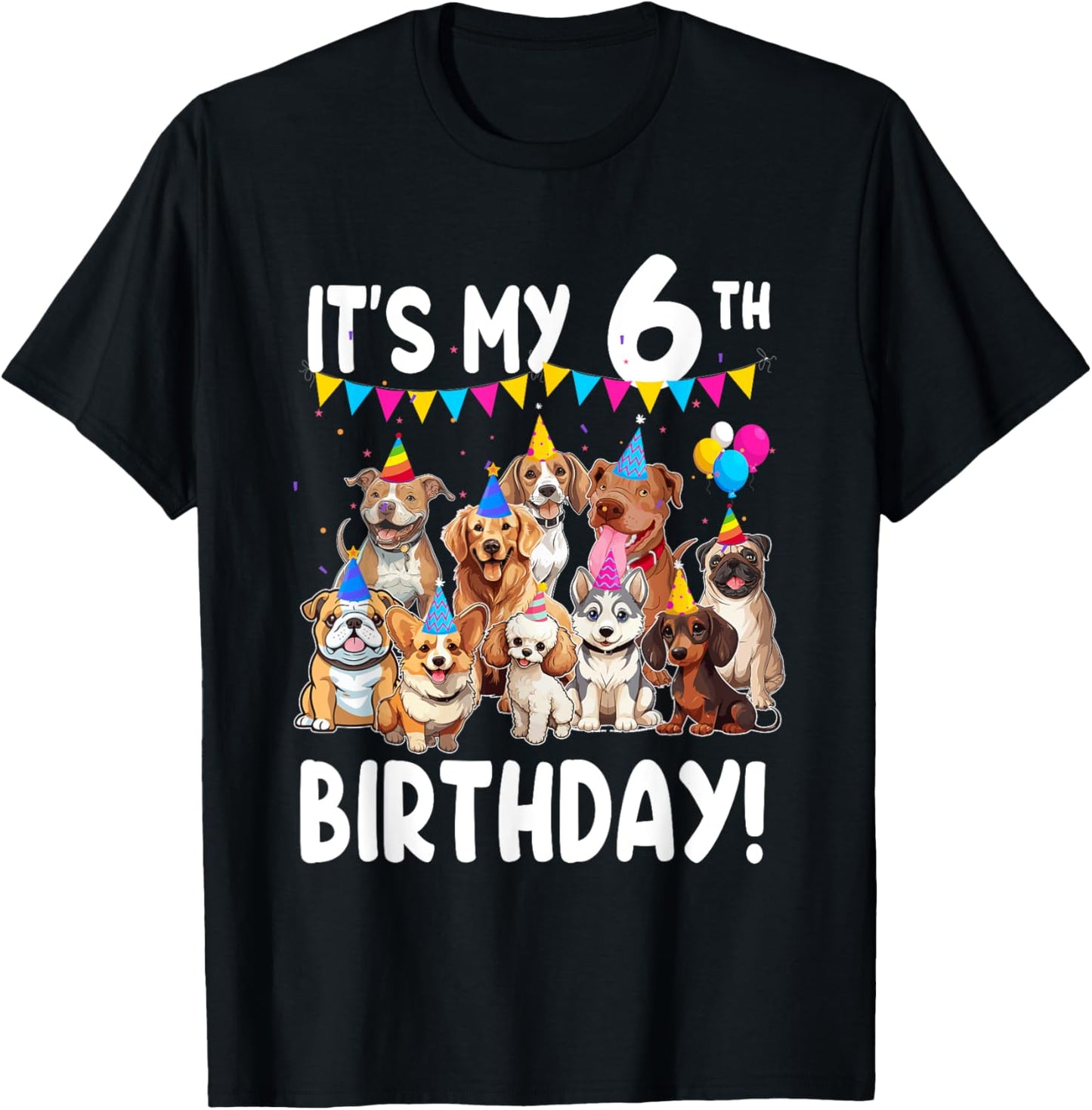 It's My 6th Birthday Dogs Lover Theme 6 Year Old T-Shirt