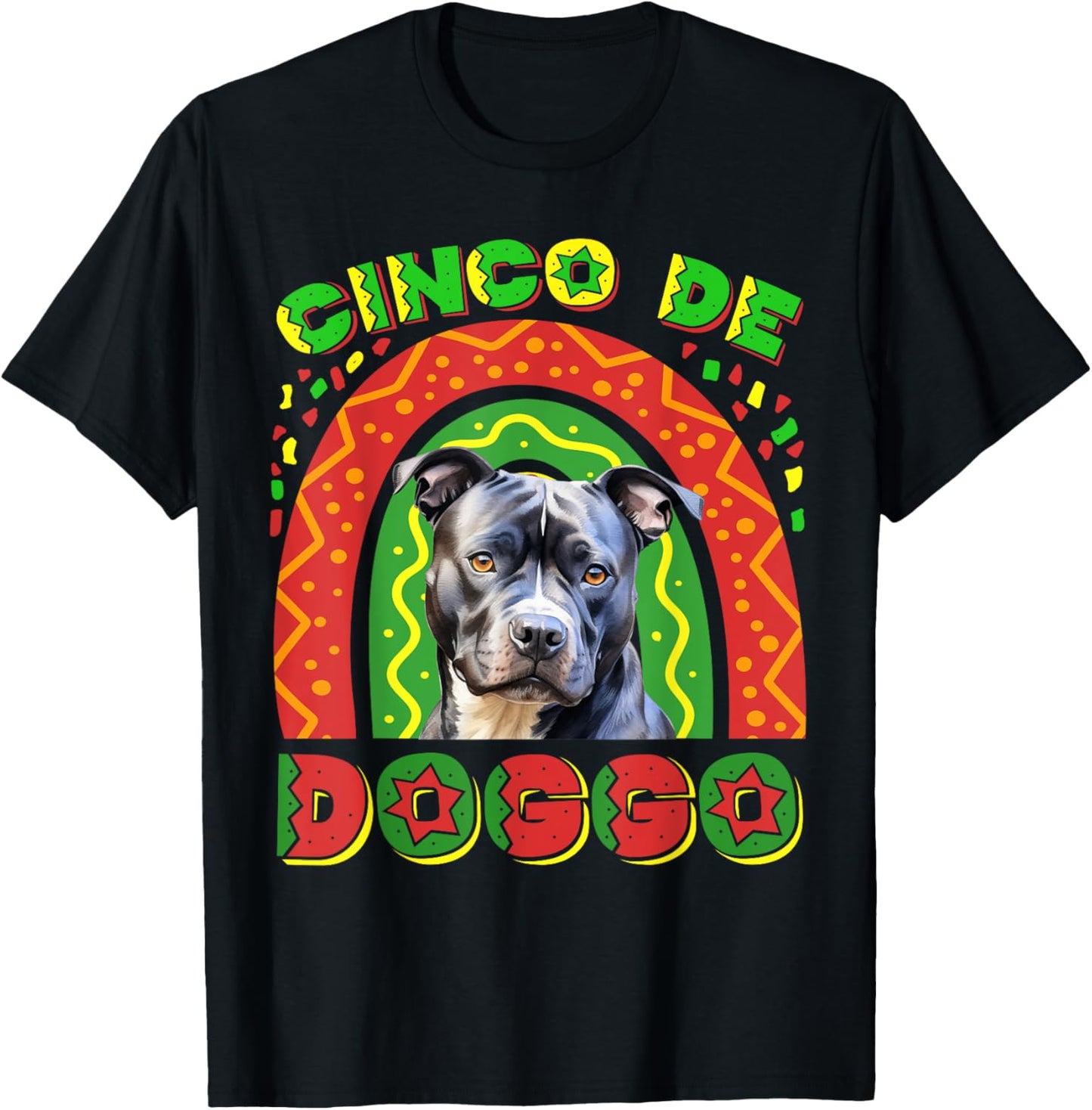 Cinco De Doggo Pitbull Dog Mexican Fiesta T-Shirt