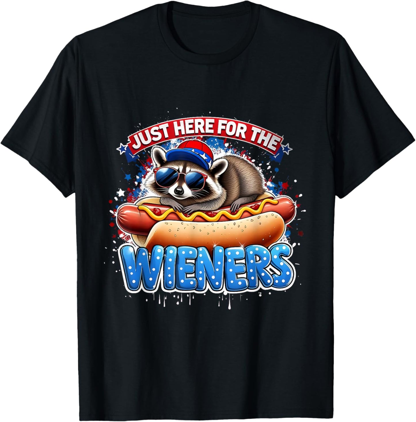 Funny Raccoon Hot Dog 4th of July Bbq Party Humor T-shirt
