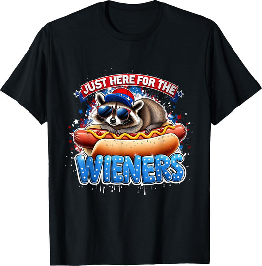Funny Raccoon Hot Dog 4th of July Bbq Party Humor T-shirt